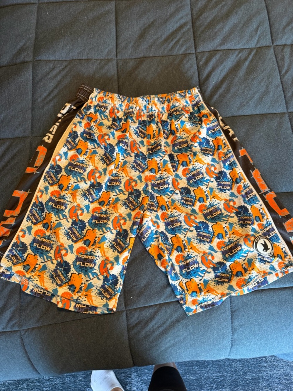 Flow Society Orange and Blue Graphic Athletic Shorts hockey
